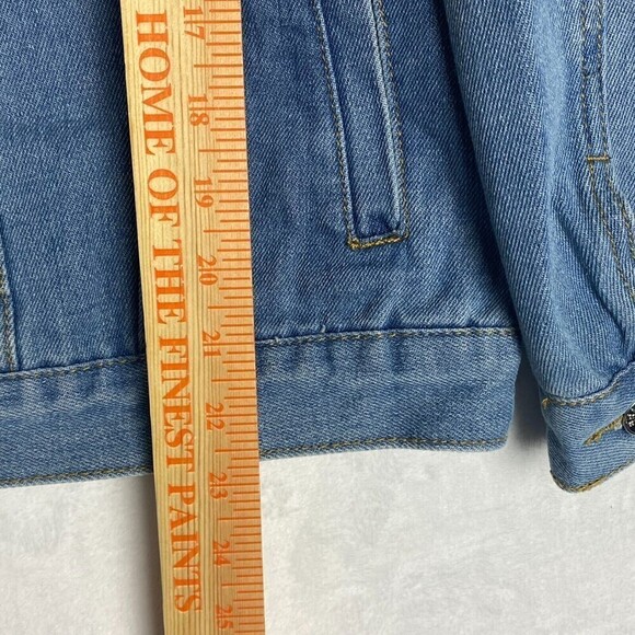 Davids Bridal Bride Jacket Womens Large Blue Embroidered Floral Denim Jacket - Picture 12 of 14